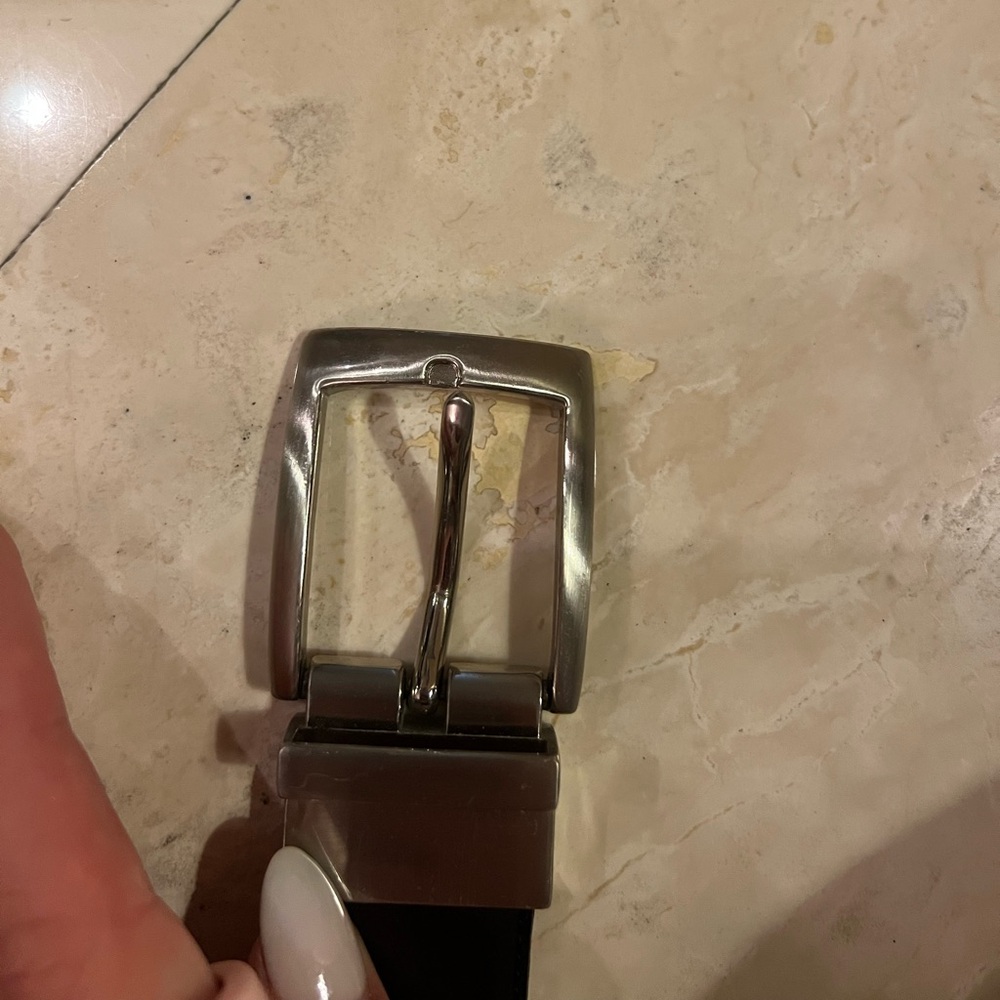 Silver Buckle Black Leather Belt
